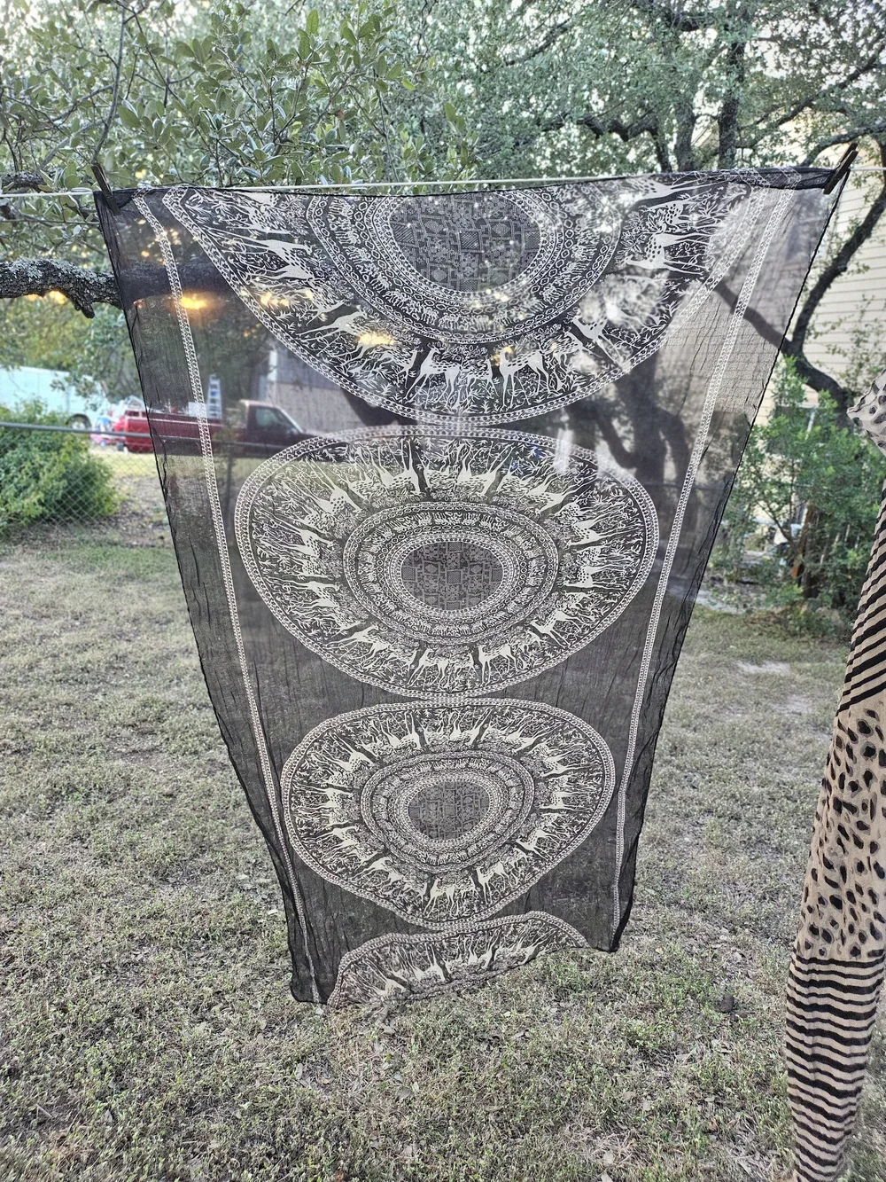 Soft Cotton Bohemian Black & White Mandala Buck Deer Tapestry Scarf Unbranded